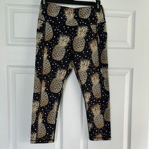 CVG Pineapple Print Leggings - Blue and Gold